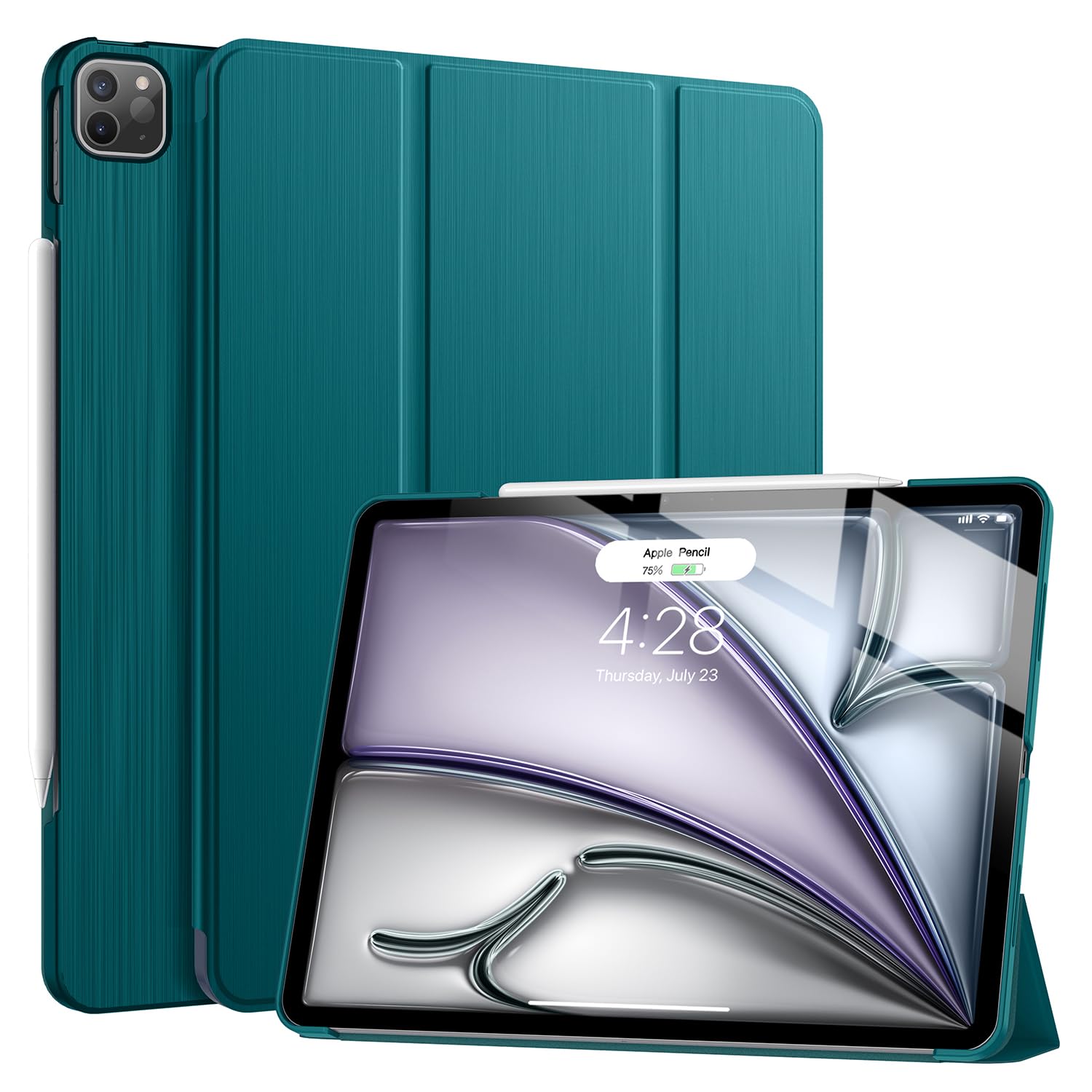 Soke Case for iPad Air 13 Inch M3 M2 2025 2024 iPad Pro 12.9 2022 2021 Slim Trifold Stand Auto Wake Sleep Protective Hard PC Back Cover Teal