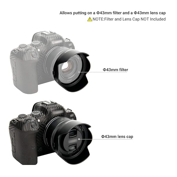 JJC Canon RF 50mm Tulip Lens Hood for EOS R6/R5/RP - Reversible Shade, Fits 43mm Filters & Caps - View 5 of 10