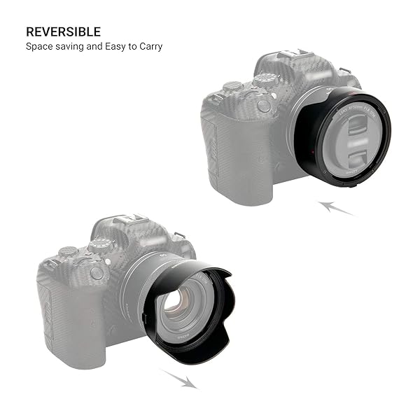 JJC Canon RF 50mm Tulip Lens Hood for EOS R6/R5/RP - Reversible Shade, Fits 43mm Filters & Caps - View 6 of 10