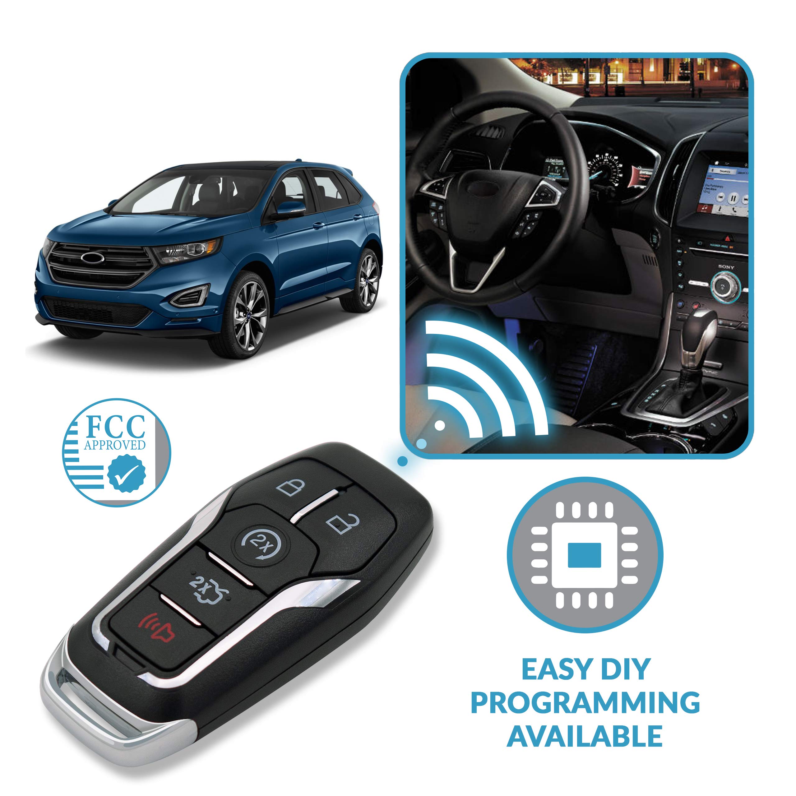 Keyless2Go Keyless2Go Replacement 5 Button Smart Key Proximity Remote for Ford M3N-A2C31243300 164-R7989 - View 5 of 6