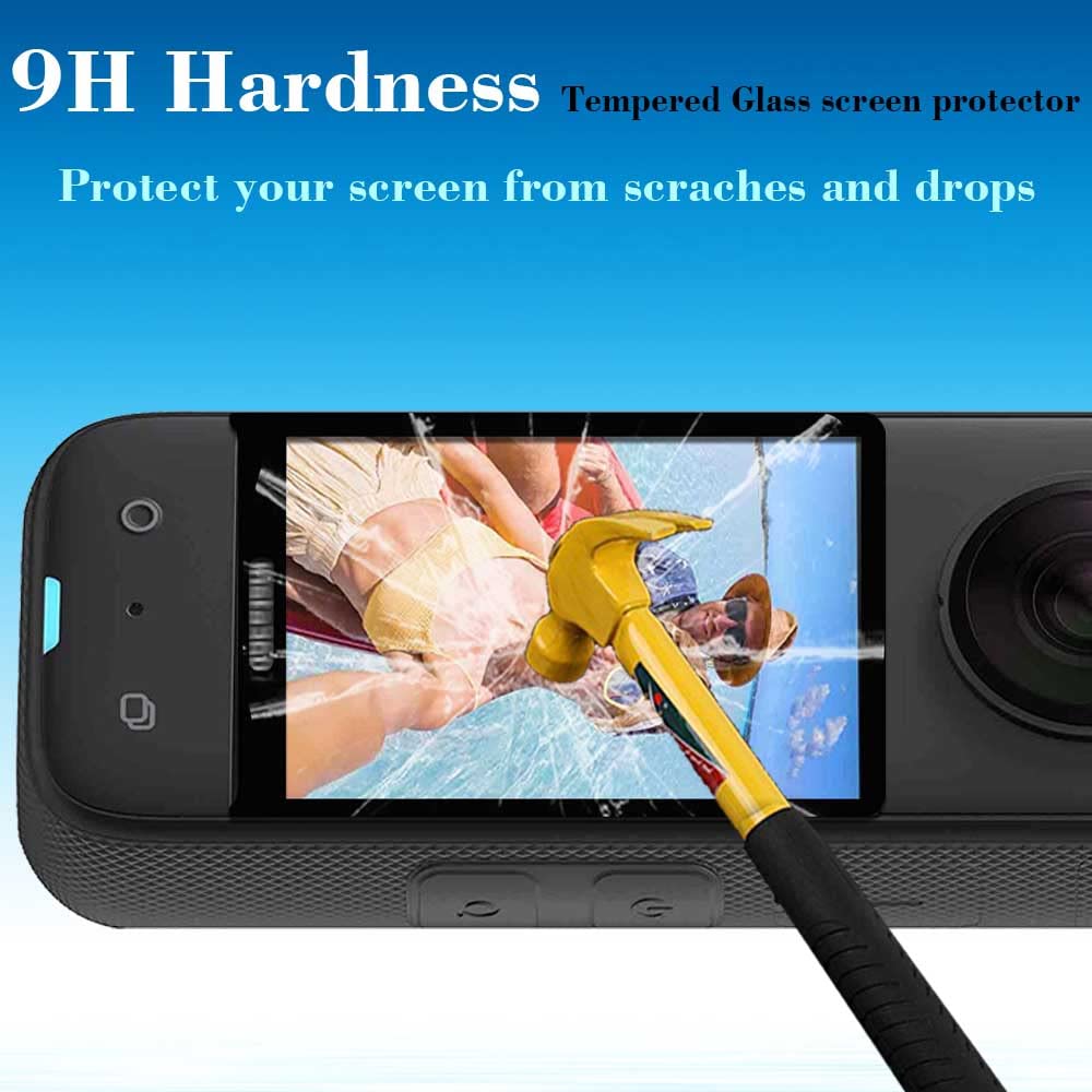 ULBTER Screen Protector for Insta360 ONE X3 360 Camera with Mini Waterproof Storage Case 0.3mm 9H Hardness Tempered Glass 1+2 Pack - View 3 of 5