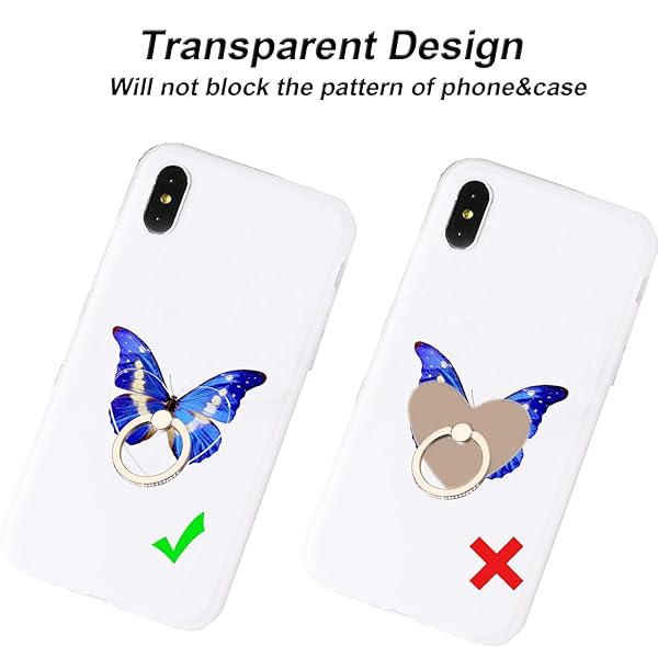 TACOMEGE TACOMEGE Transparent Clear Phone Holder Ring Grips Finger Ring Stand for Cell Phone Tablet Heart with Crystal - View 3 of 8