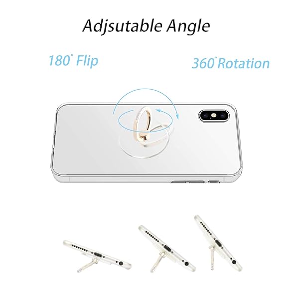 TACOMEGE TACOMEGE Transparent Clear Phone Holder Ring Grips Finger Ring Stand for Cell Phone Tablet Heart with Crystal - View 6 of 8