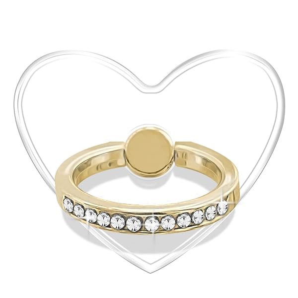 TACOMEGE TACOMEGE Transparent Clear Phone Holder Ring Grips Finger Ring Stand for Cell Phone Tablet Heart with Crystal