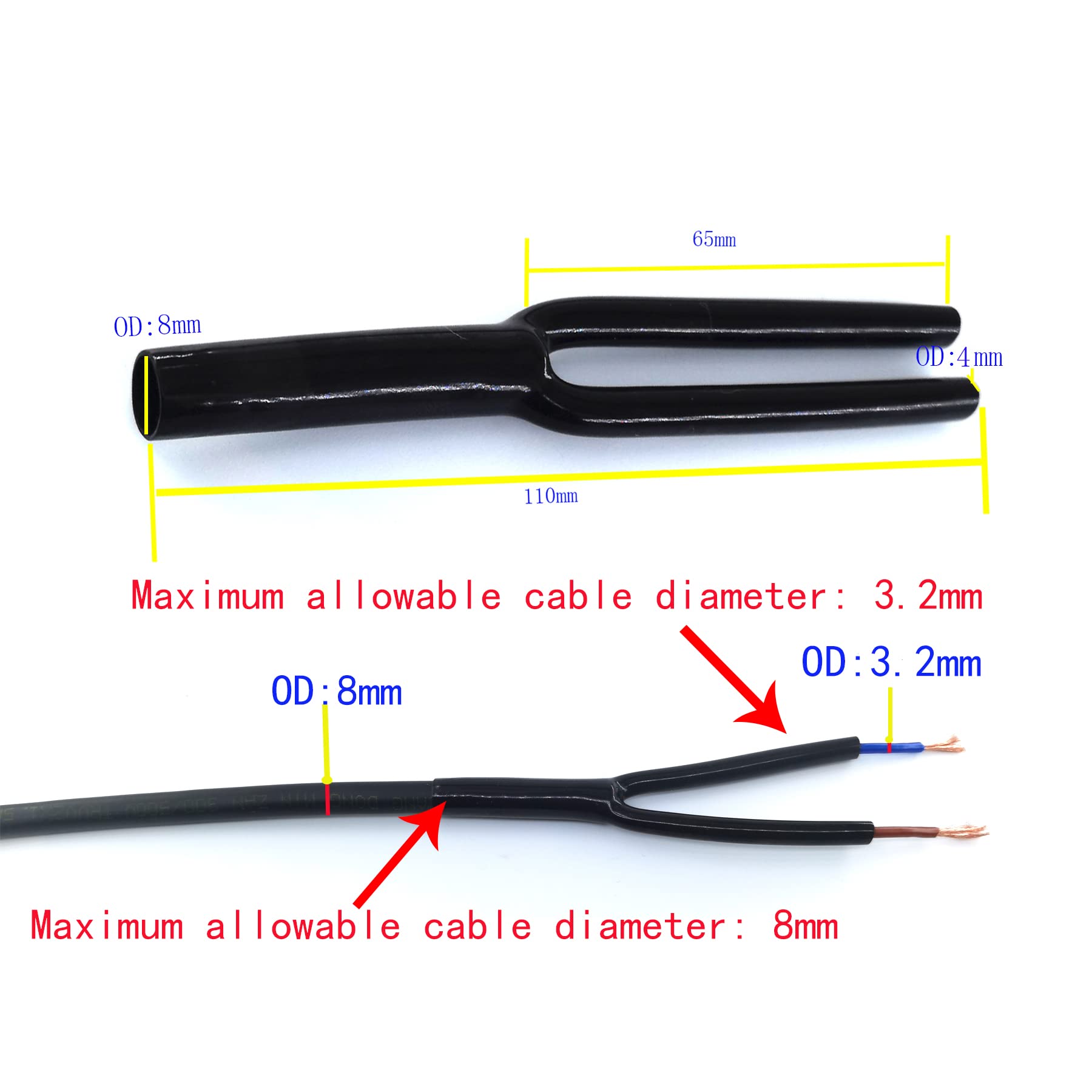 WJSTN Buy WJSTN 8mm Speaker Wire Pants (Pack of 12) - Insulated Heat Shrink Tubes, 2-Conductor, Black, 6ft - Perfect for Audio Projects! - View 3 of 6