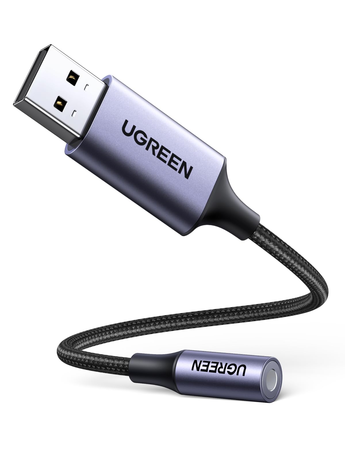 UGREEN UGREEN USB to 3.5mm Jack Audio Adapter Sound Card with Mic Support for Windows Mac Linux PC PS5 PS4 Switch 24bit 96kHz Nylon Braided 9.8 Inch - View 9 of 9