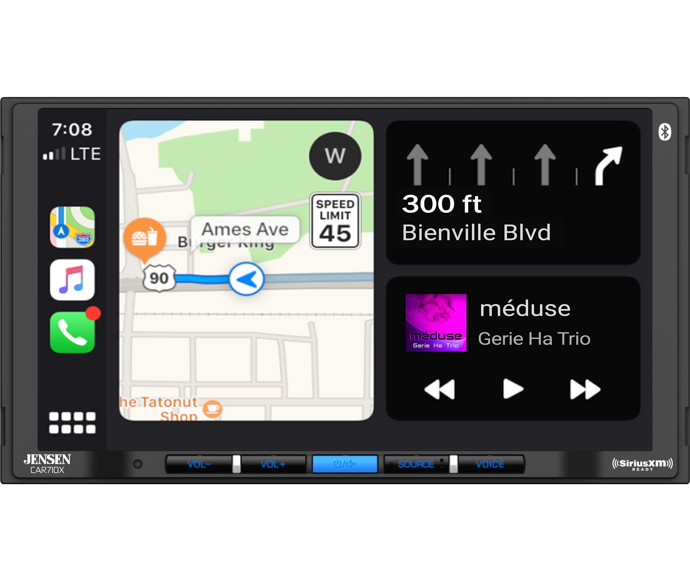 Jensen Jensen CAR710X 7 Inch Mechless Multimedia Receiver with Apple CarPlay Android Auto SiriusXM Ready Built in Bluetooth 240 Watts Power - View 2 of 5