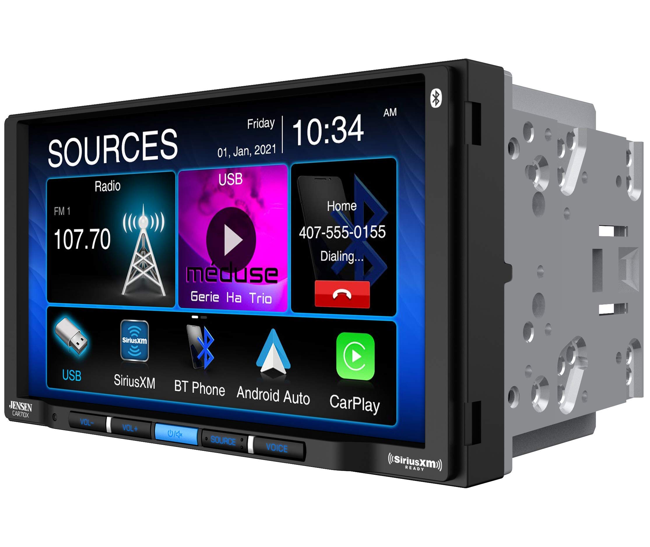 Jensen Jensen CAR710X 7 Inch Mechless Multimedia Receiver with Apple CarPlay Android Auto SiriusXM Ready Built in Bluetooth 240 Watts Power - View 3 of 5