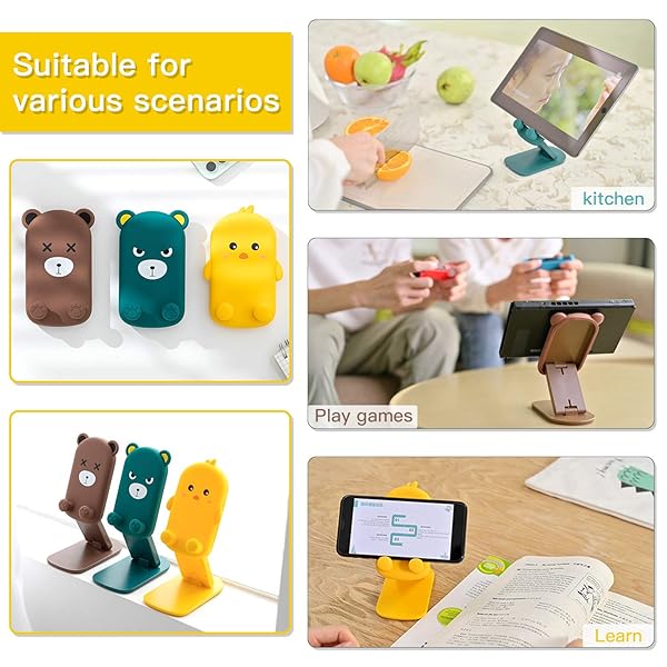 Anpdasi Anpdasi Foldable Cute Cell Phone Stand - Adjustable Holder for iPhone 16/15/14/13/12 Pro Max & Tablets (Yellow Chick) - View 5 of 7