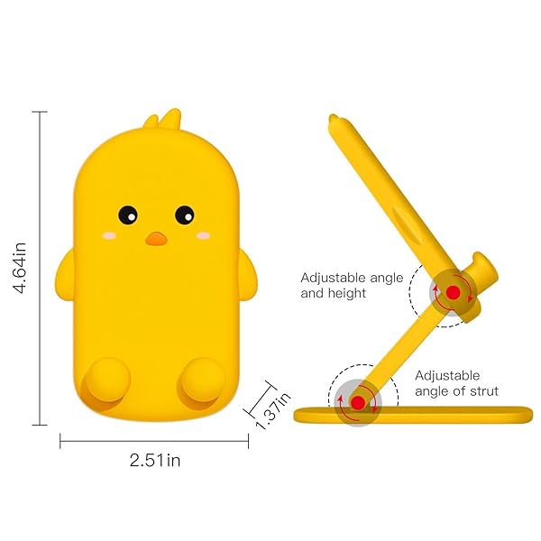 Anpdasi Anpdasi Foldable Cute Cell Phone Stand - Adjustable Holder for iPhone 16/15/14/13/12 Pro Max & Tablets (Yellow Chick) - View 7 of 7