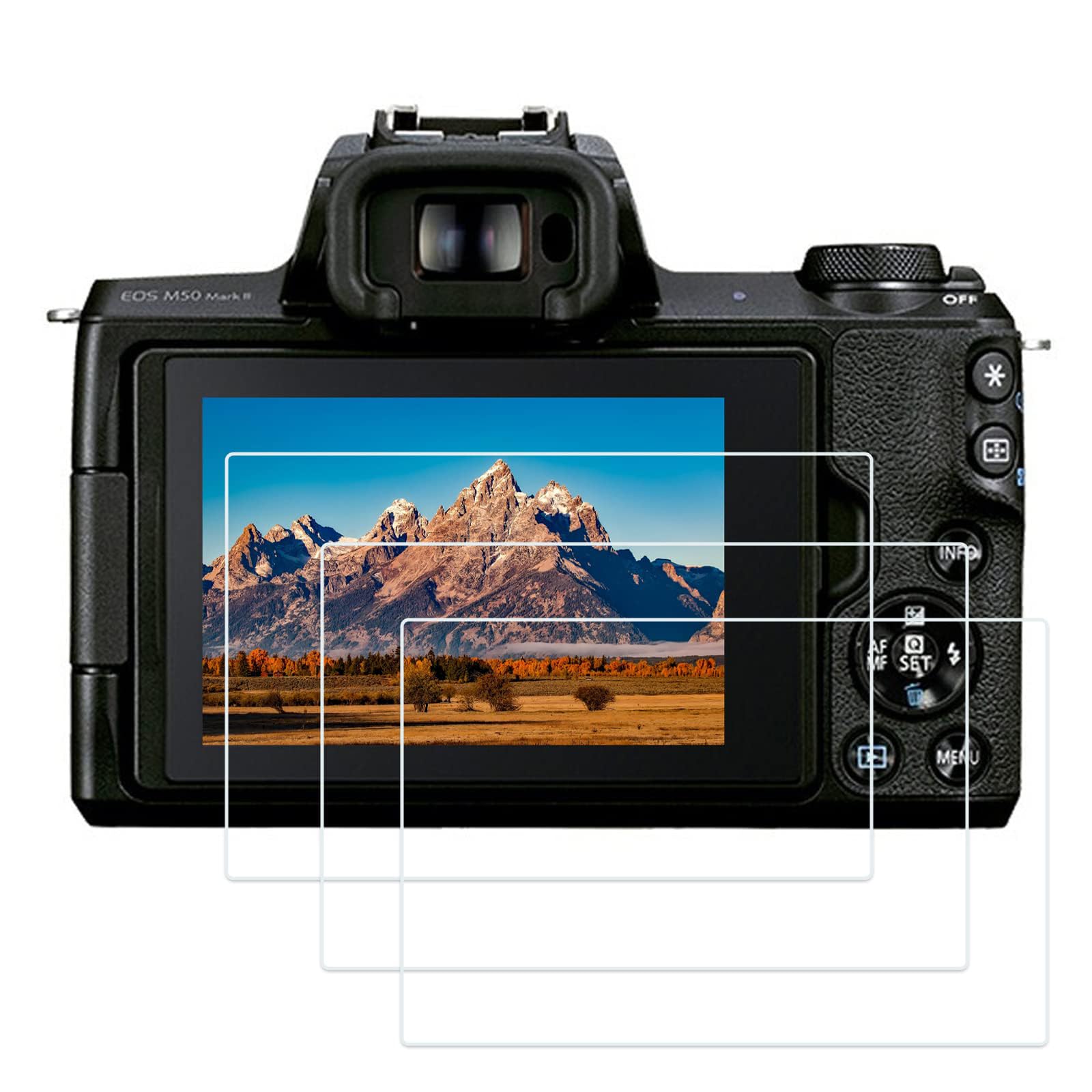 PCTC EOS M50 II Screen Protector Tempered Glass Film 0.3mm 9H Hardness for Canon EOS M50 Mark II 3 Pack