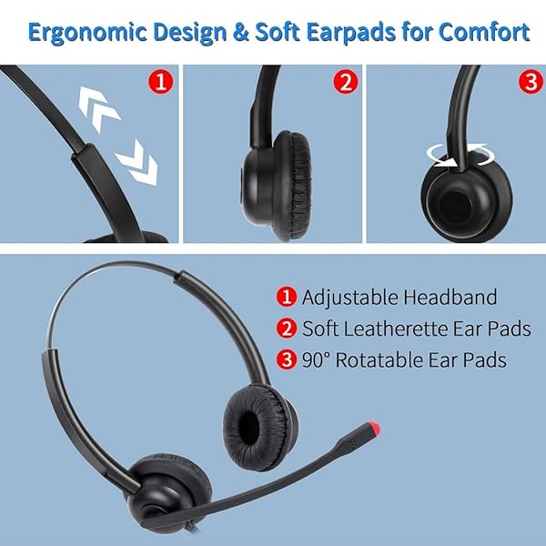daily headset USB Headset with Noise Cancelling Mic for PC & Laptop - Perfect for Home Office, Online Classes, Skype & Zoom - View 5 of 9