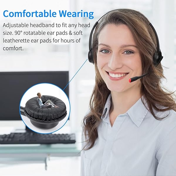 daily headset USB Headset with Noise Cancelling Mic for PC & Laptop - Perfect for Home Office, Online Classes, Skype & Zoom - View 8 of 9