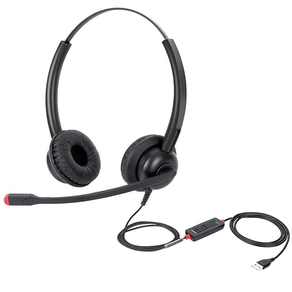 daily headset USB Headset with Noise Cancelling Mic for PC & Laptop - Perfect for Home Office, Online Classes, Skype & Zoom - View 2 of 9