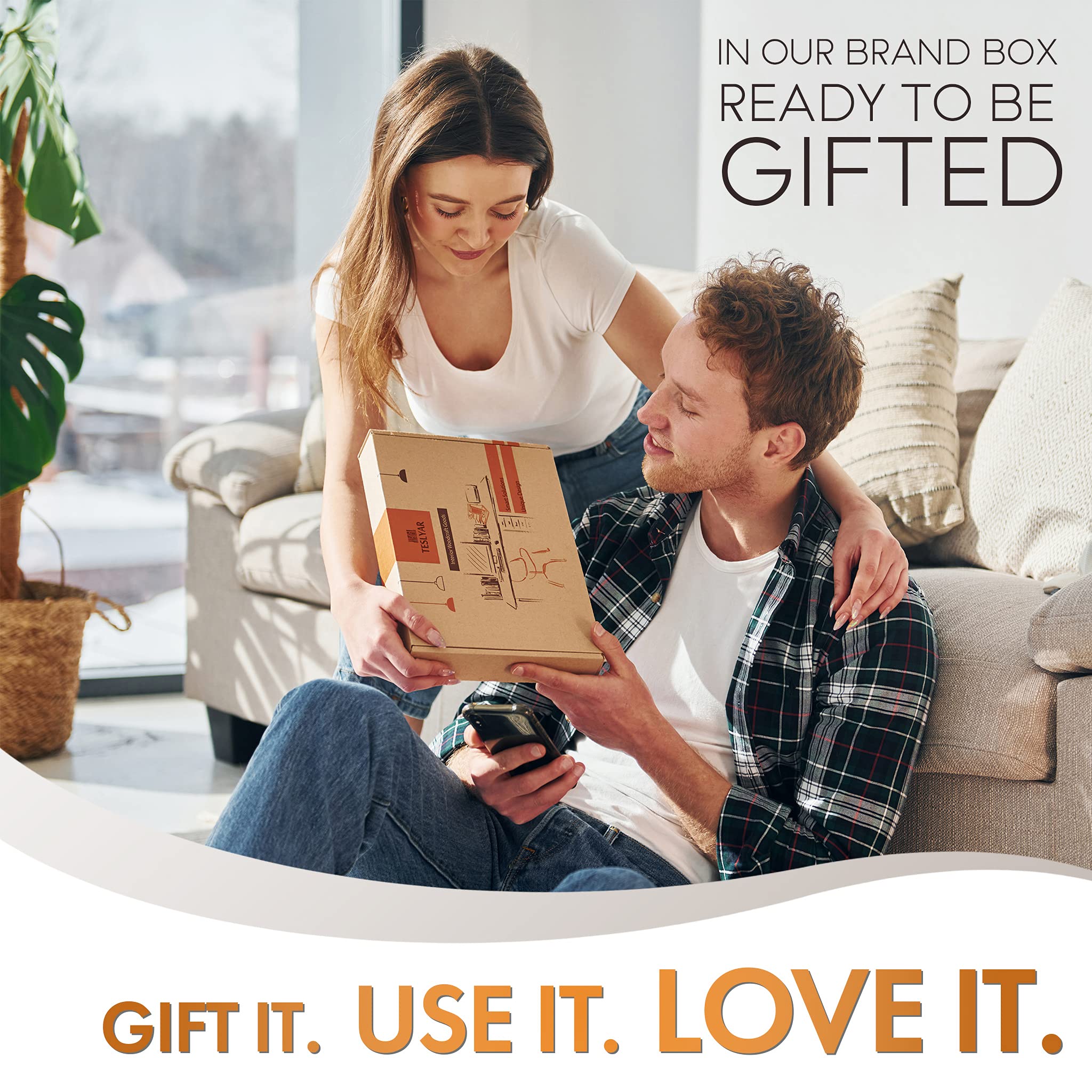 TESLYAR TESLYAR Wood Phone Docking Station: Perfect Nightstand & Desk Organizer Gift for Men, Dads & Husbands - Ideal for Birthdays & Anniversaries - View 2 of 9