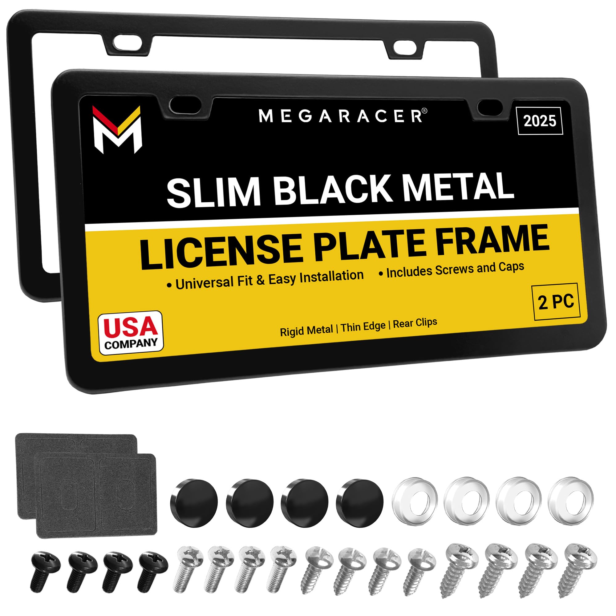 Matte Black License Plate Frame Holder 2 Pack Metal Cover for Car Plate Frames Rear License Plate Frame Holder