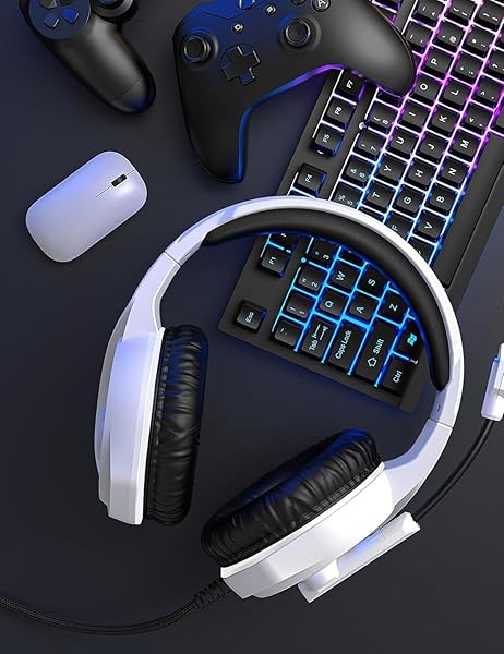ZIUMIER ZIUMIER Z20 White Gaming Headset: Wired Over-Ear, Noise-Canceling Mic, RGB LED, Bass Surround for PC, PS4, PS5, Xbox Series X/S - View 5 of 7