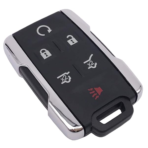 Chevy Tahoe Suburban GMC Yukon Key Fob Case Shell - Smart Key Cover M3N-32337100 (Silver, 6 Button) - Durable & Stylish Protection