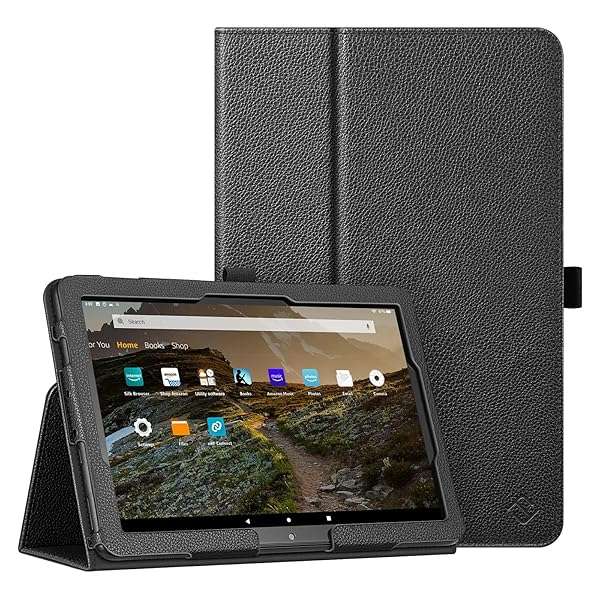 Fintie Folio Case for Amazon Fire HD 10 & 10 Plus (2023/2021) - Slim Fit, Auto Sleep/Wake, Black Cover