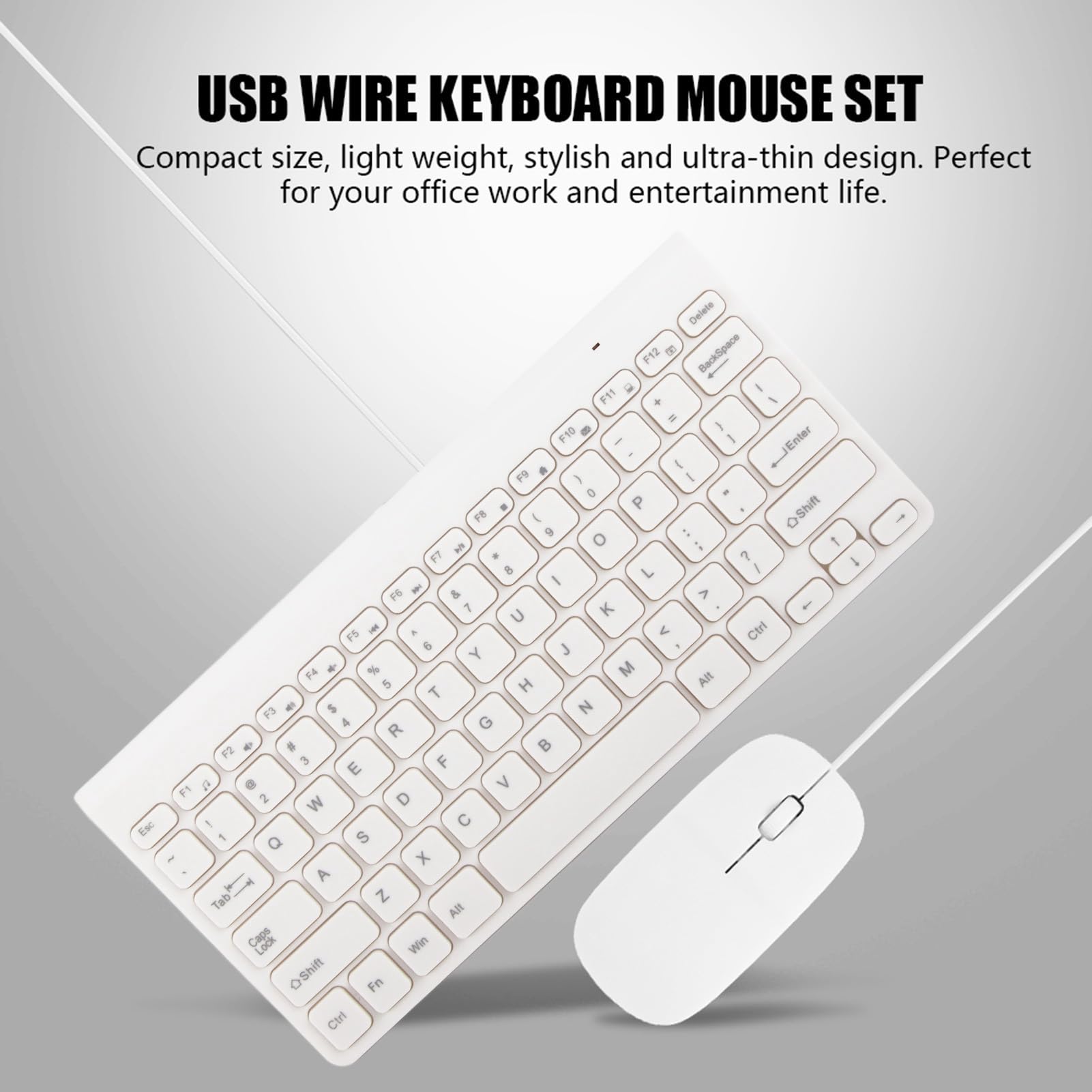 GOWENIC Wired Keyboard and Mouse Ultra Thin USB Combo Full Size Corded Set with Number Pad for Laptop PC Desktop White - View 2 of 9