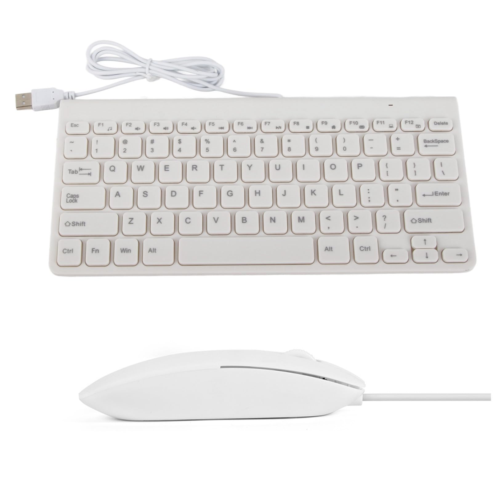 Wired Keyboard and Mouse Ultra Thin USB Combo Full Size Corded Set with Number Pad for Laptop PC Desktop White