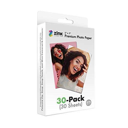 Zink Zink 2x3 Premium Instant Photo Paper (30 Pack) for Polaroid Snap, Zip & Mint Cameras - High Quality Prints!