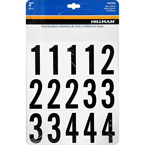 Hillman "Buy Hillman 2" Black Vinyl Self-Adhesive Number Set 0-9 - 35 pcs, Case of 6 for Easy Home Labeling"