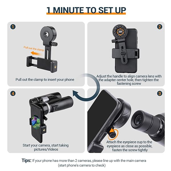 LAKWAR LAKWAR Telescope Phone Adapter: Universal Smartphone Mount for Binoculars, Monoculars, and More - View 5 of 8