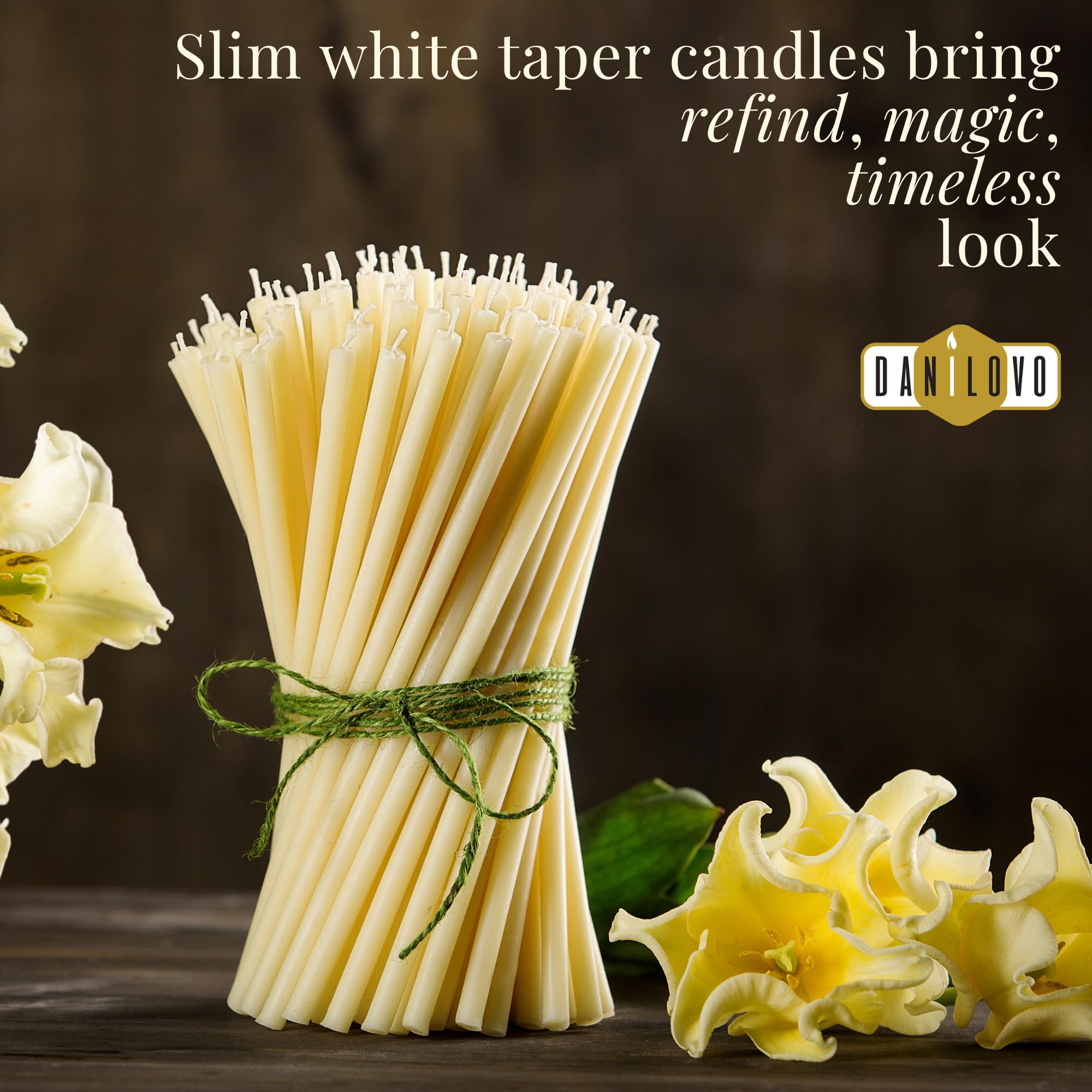 Danilovo Thin Taper Beeswax Candles Honey Scented Decorative Candles for Birthdays and Church Prayers Pack of 200 Smokeless Drip Free - View 4 of 6
