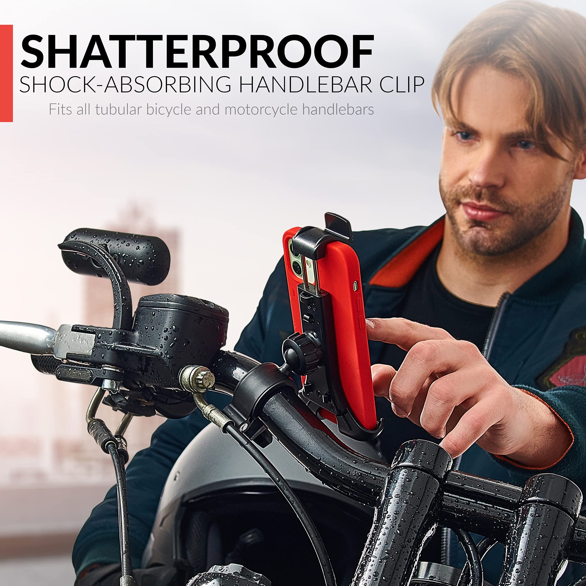 CAW.CAR Accessories 2024 Bicycle and Motorcycle Phone Mount One-Handed Holder for iPhone Samsung Stress-Resistant Highly Adjustable for Safety and Comfort - View 3 of 6