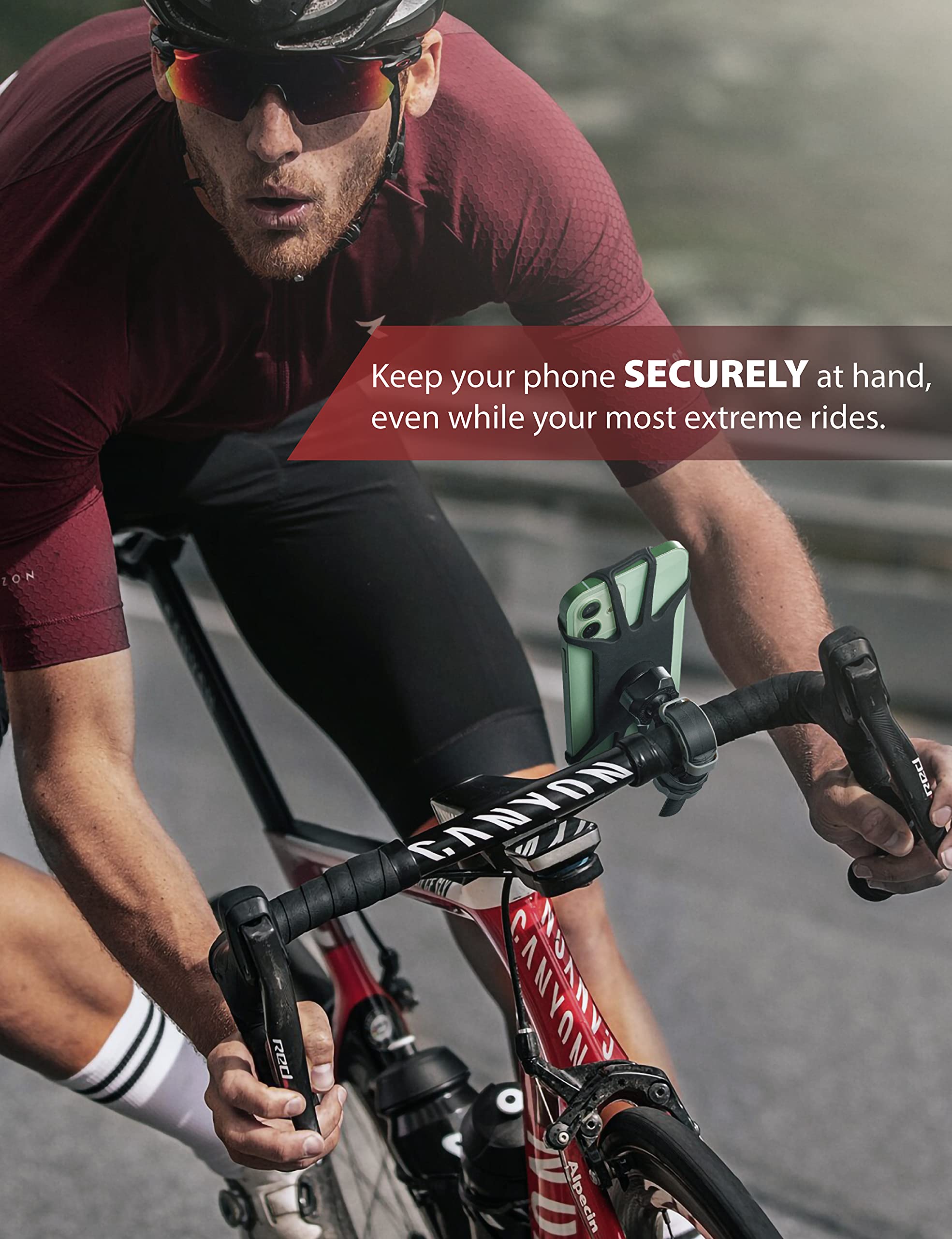 CAW.CAR Accessories 2024 Motorcycle and Bicycle Phone Mount Secure and Reliable Bike Phone Holder for iPhone Samsung Any Smartphone Adjustable and Stress Resistant - View 6 of 6