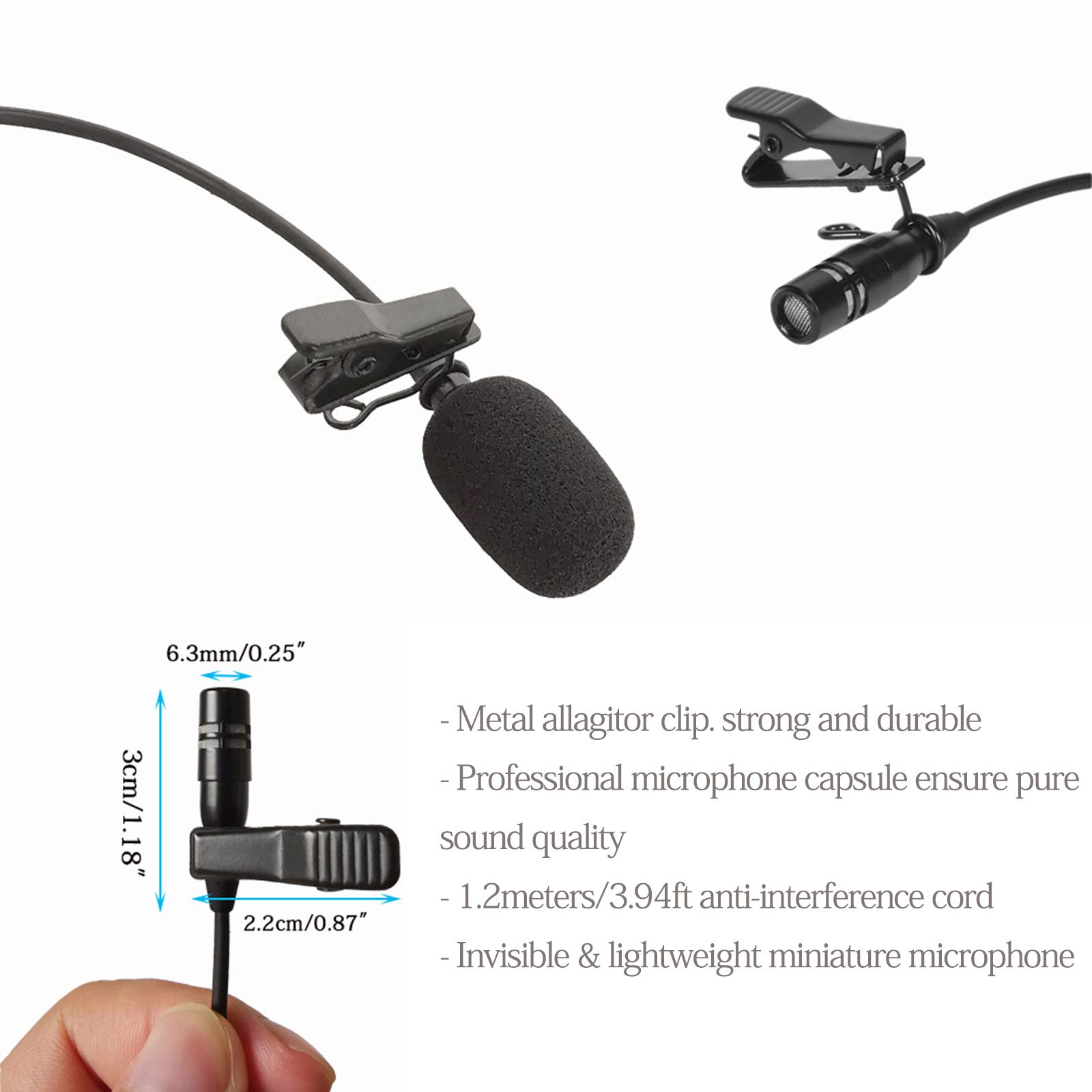 Sujeetec Sujeetec Lavalier Microphone Compatible with Shure Wireless Transmitter Unidirectional Condenser Mini XLR TA4F Plug - View 5 of 9