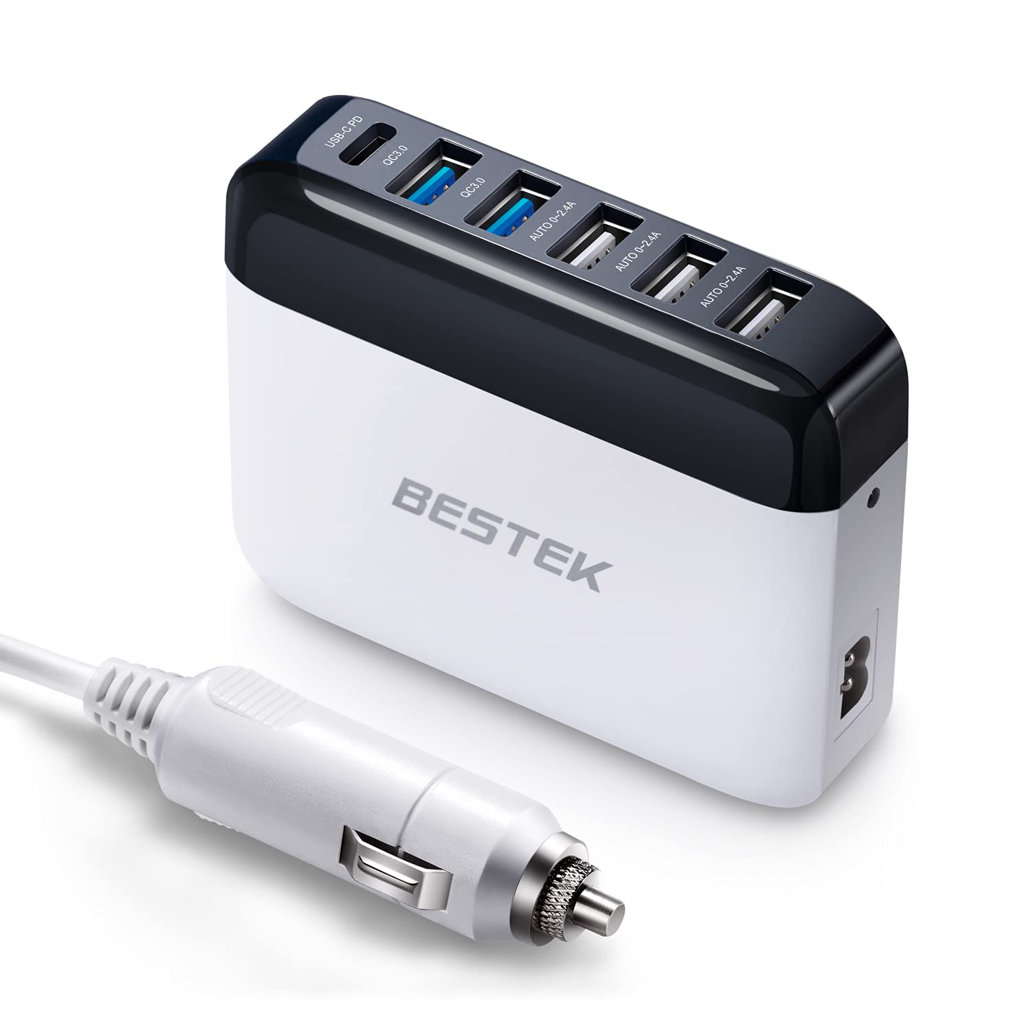 BESTEK BESTEK 125W Multi-Port USB Car Charger: Fast Charge 3.0 & USB-C PD for Phones & Tablets