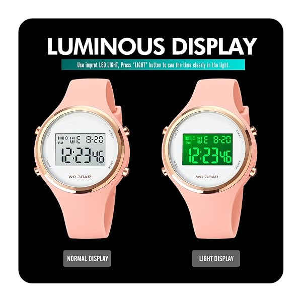 Gosasa GOSASA Outdoor Sport Watch Waterproof LED Digital Alarm Clock Pink for Active Lifestyle - View 7 of 7