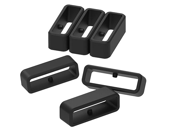 E ECSEM Replacement Fastener Rings for Apple Watch Bands 38mm 40mm 42mm 44mm Silicone Connector Keepers for iWatch Series SE 7 6 5 4 3 2 1 Black - View 2 of 7