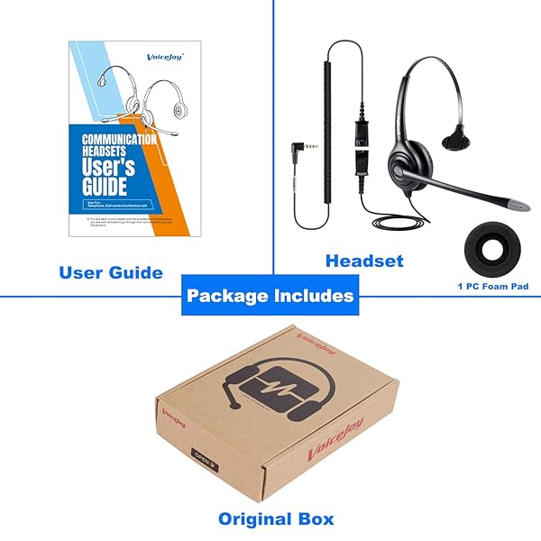 VoiceJoy VoiceJoy Cell Phone Headset Noise Cancelling Microphone 3.5mm for iPhone Android Laptop PC Call Center Office Business Skype Softphone - View 6 of 6