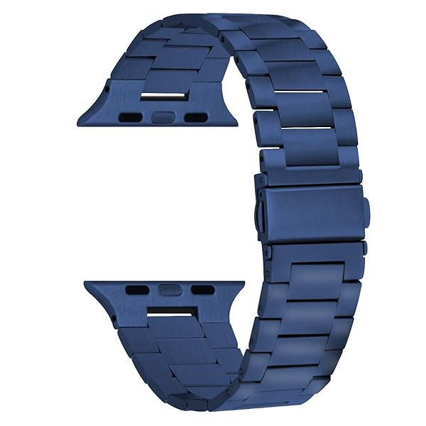 Juntan Juntan Stainless Steel Watch Band for Apple Watch 42mm 44mm Compatible with Series 6 SE 5 4 3 2 1 Replacement Strap for Men Women Blue - View 4 of 8