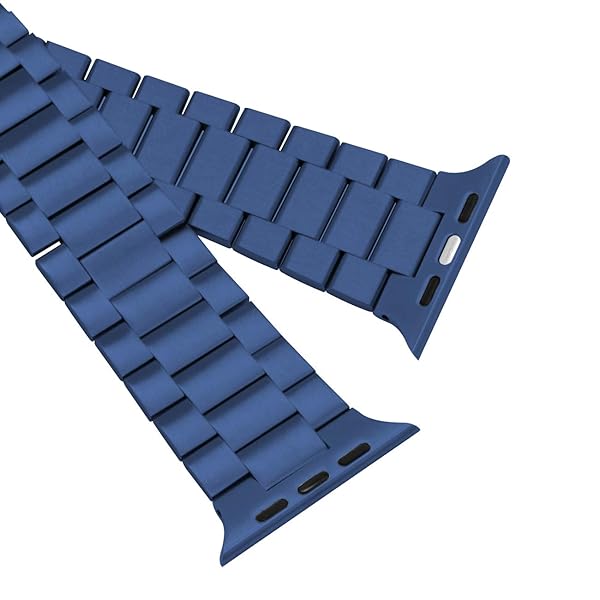 Juntan Juntan Stainless Steel Watch Band for Apple Watch 42mm 44mm Compatible with Series 6 SE 5 4 3 2 1 Replacement Strap for Men Women Blue - View 6 of 8