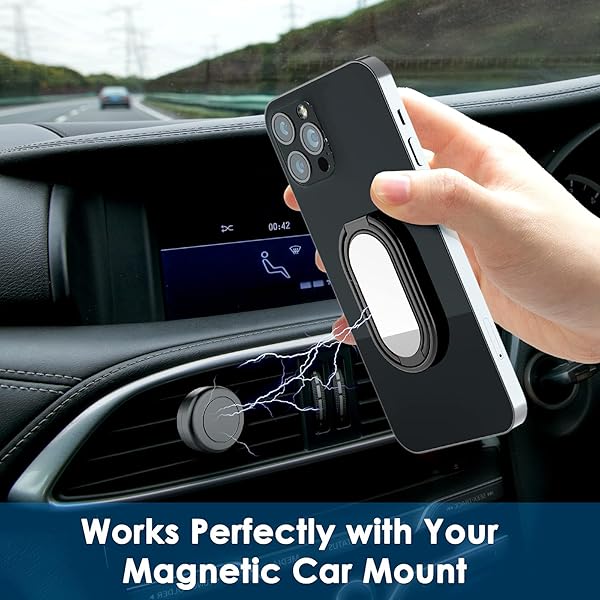 imeilee Phone Ring Holder Finger Kickstand 360 Degree Rotation Metal Grip for Magnetic Car Mount Compatible with Most Smartphones - View 3 of 6