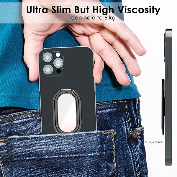 imeilee Phone Ring Holder Finger Kickstand 360 Degree Rotation Metal Grip for Magnetic Car Mount Compatible with Most Smartphones - View 4 of 6