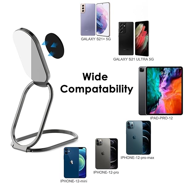 imeilee Phone Ring Holder Finger Kickstand 360 Degree Rotation Metal Grip for Magnetic Car Mount Compatible with Most Smartphones - View 5 of 6