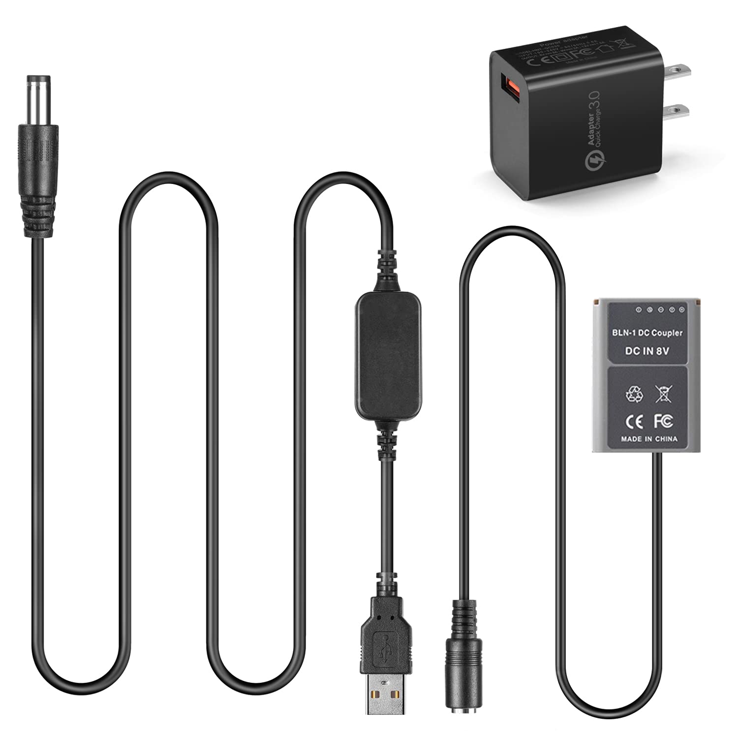 PS-BLN1 Dummy Battery DC Coupler USB Cable QC3.0 Adapter for Olympus OM-D E-M5 II E-M1 Pen E-P5 Camera Accessories - View 2 of 2