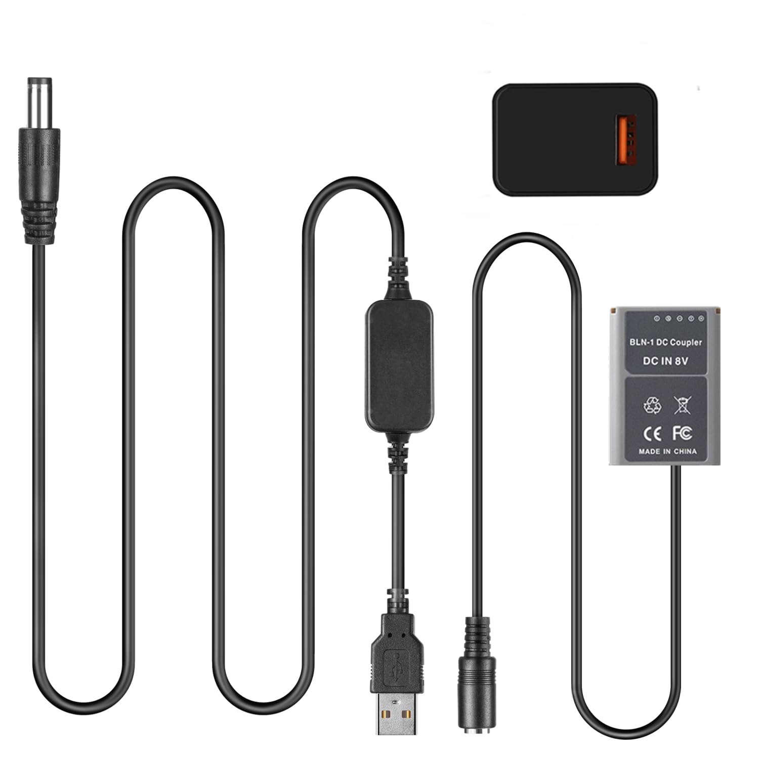 PS-BLN1 Dummy Battery DC Coupler USB Cable QC3.0 Adapter for Olympus OM-D E-M5 II E-M1 Pen E-P5 Camera Accessories