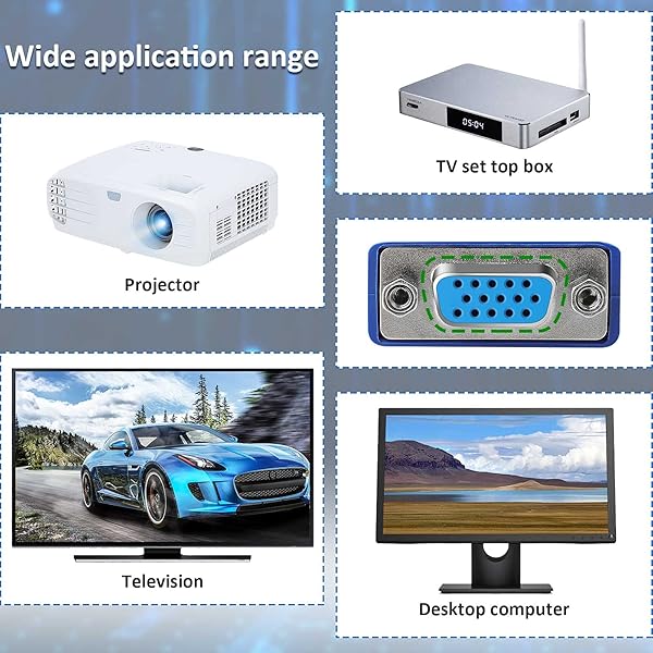 SAISN SAISN VGA to VGA Video Cable Male to Male 15 Pin Full HD 1080P Black Cord for TV Computer Projector 1.5 Feet - View 7 of 8