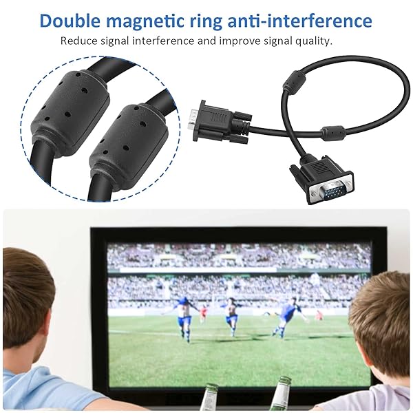 SAISN SAISN VGA to VGA Video Cable 15 Pin Male to Male Full HD 1080P High Resolution Black Cord for TV Computer Projector 3 Feet - View 5 of 8