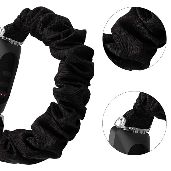 FitTurn FitTurn Cute Elastic Bands for Fitbit Inspire 2 Inspire HR Ace 2 Fabric Wristbands Bracelet Black Patterned Watch Band - View 3 of 7