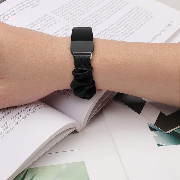 FitTurn FitTurn Cute Elastic Bands for Fitbit Inspire 2 Inspire HR Ace 2 Fabric Wristbands Bracelet Black Patterned Watch Band - View 5 of 7
