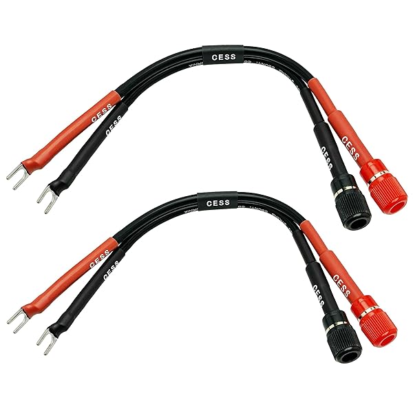 CESS-031S Fork Spade Plug to Binding Post Banana Female Adapter Cable 2 Pack Small Spade for Efficient Connections