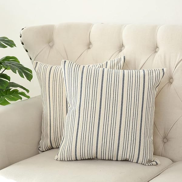 Kiuree Kiuree Grey and Cream Farmhouse Throw Pillow Covers Set of 2 Modern Accent 18 x 18 Decorative Pillow Cases for Sofa Couch Chair Bedroom - View 3 of 8