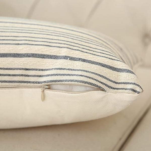 Kiuree Kiuree Grey and Cream Farmhouse Throw Pillow Covers Set of 2 Modern Accent 18 x 18 Decorative Pillow Cases for Sofa Couch Chair Bedroom - View 5 of 8